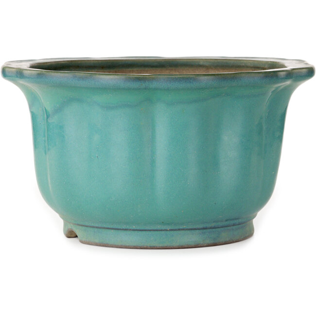 Lotus turquoise bonsai pot by Yamaaki - 305 x 305 x 172 mm