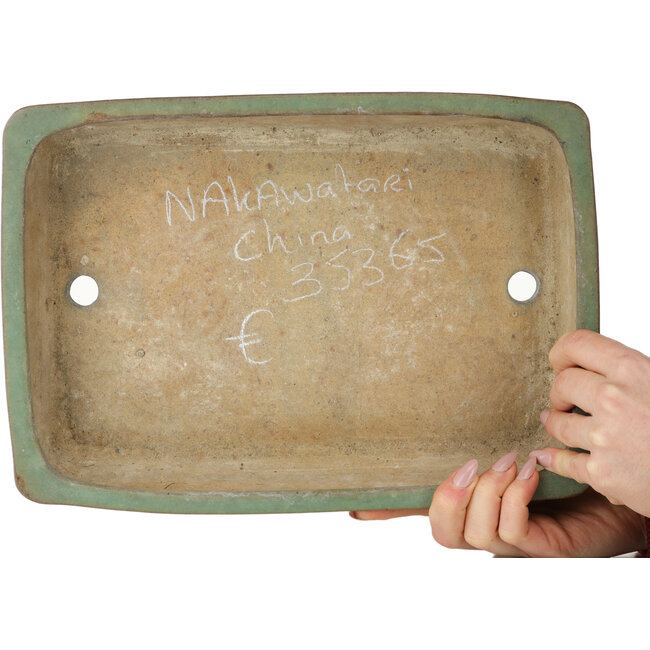 Rectangular green bonsai pot by Nakawatari - 315 x 223 x 55 mm