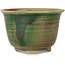Round green and red bonsai pot by Issho - 102 x 102 x 68 mm