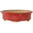 Oval red bonsai pot by Horie Bikoh - 114 x 100 x 33 mm