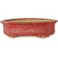 Oval red bonsai pot by Horie Bikoh - 114 x 100 x 33 mm