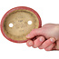 Oval red bonsai pot by Horie Bikoh - 114 x 100 x 33 mm