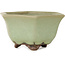 Zeshoekige groene craquelé bonsaipot van Heian Kozan - 110 x 110 x 58 mm
