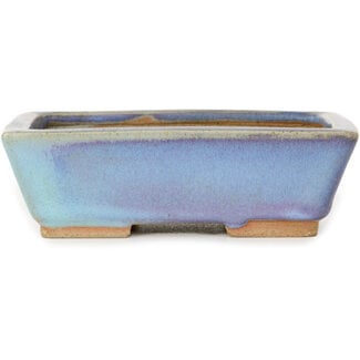 Bigei - Hirata Atsumi Maceta rectangular azul para bonsái de 123 mm de Bigei, Tokoname, Japón