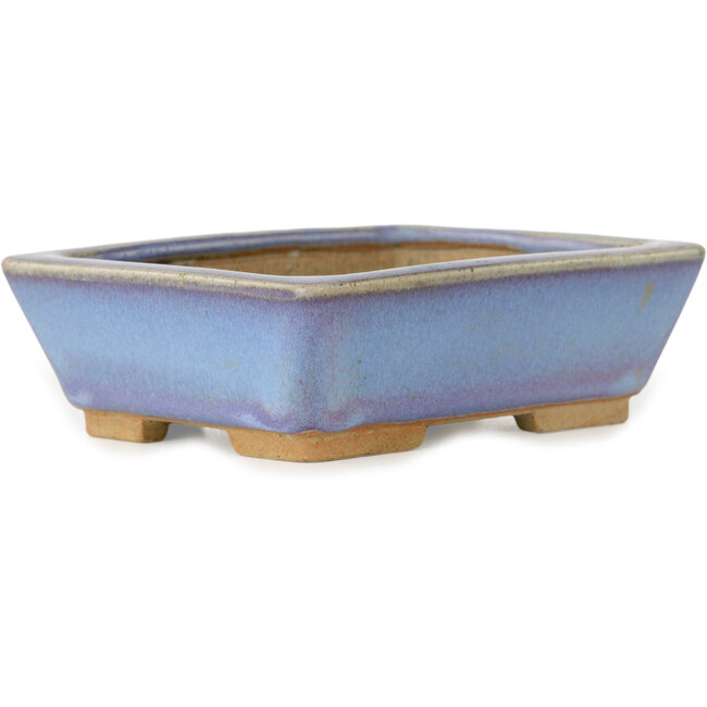 Rectangular blue bonsai pot by Bigei - 123 x 95 x 38 mm