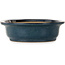 Pot à bonsaï ovale bleu par Seizan (Reihou, Kataoka Katsushi, maître four Seizan) - 414 x 332 x 98 mm