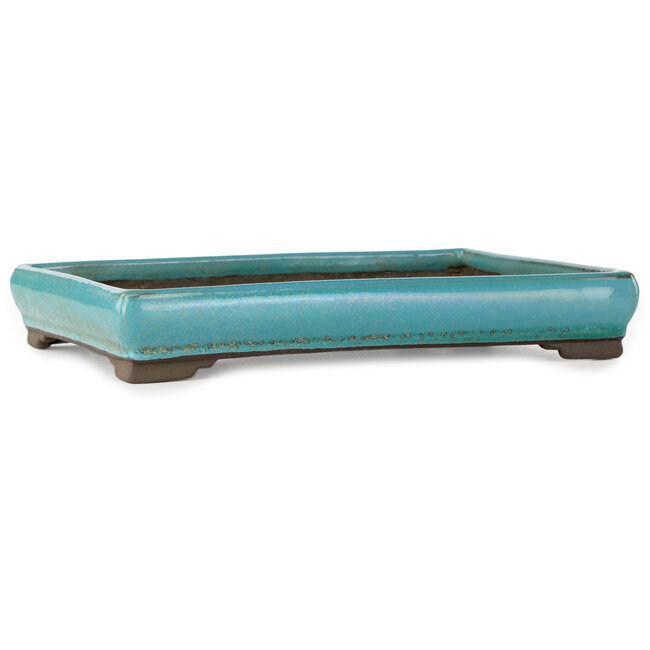 Rechthoekige turquoise bonsaipot van Tosui - 268 x 192 x 43 mm