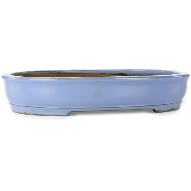 Oval blue bonsai pot by Itouen - 355 x 280 x 67 mm