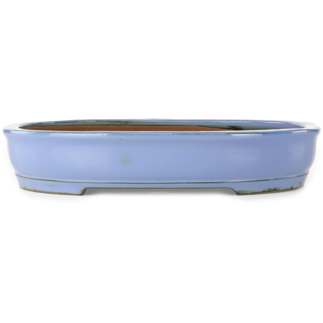 Oval blue bonsai pot by Itouen - 355 x 280 x 67 mm