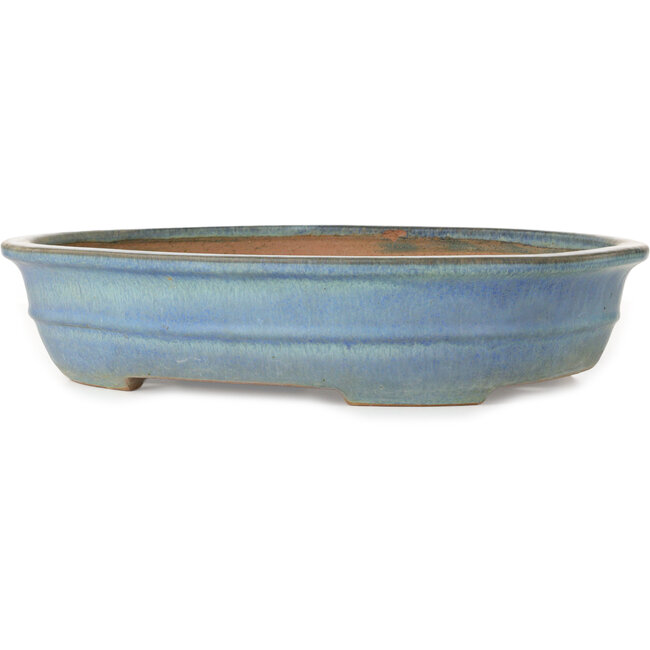Ovaler blauer Bonsai-Topf von Yamafusa – 410 x 325 x 90 mm