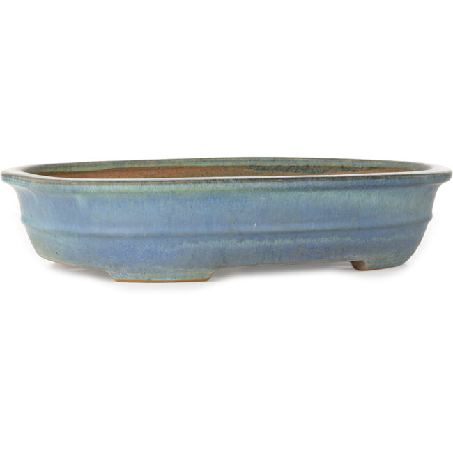 Ovale blauwe bonsaipot van Yamafusa - 410 x 325 x 90 mm
