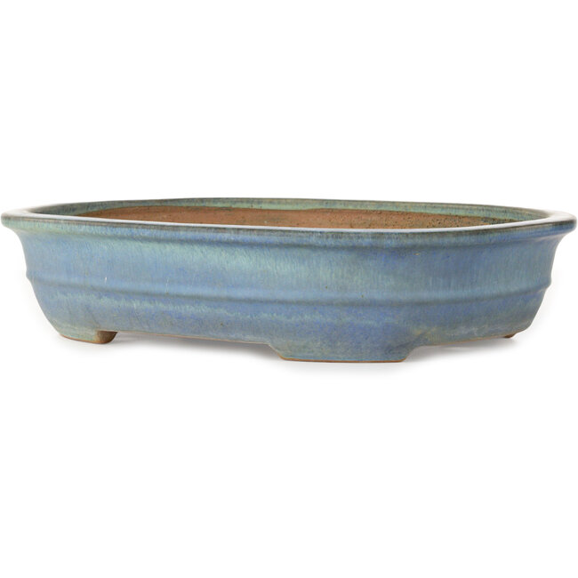 Pot ovale bleu pour bonsaï de Yamafusa - 410 x 325 x 90 mm