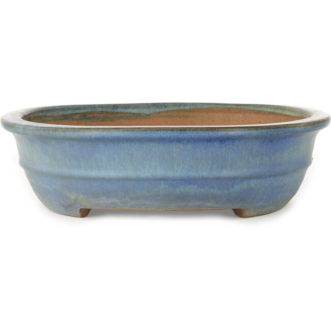 Oval blue bonsai pot by Yamafusa - 410 x 325 x 90 mm