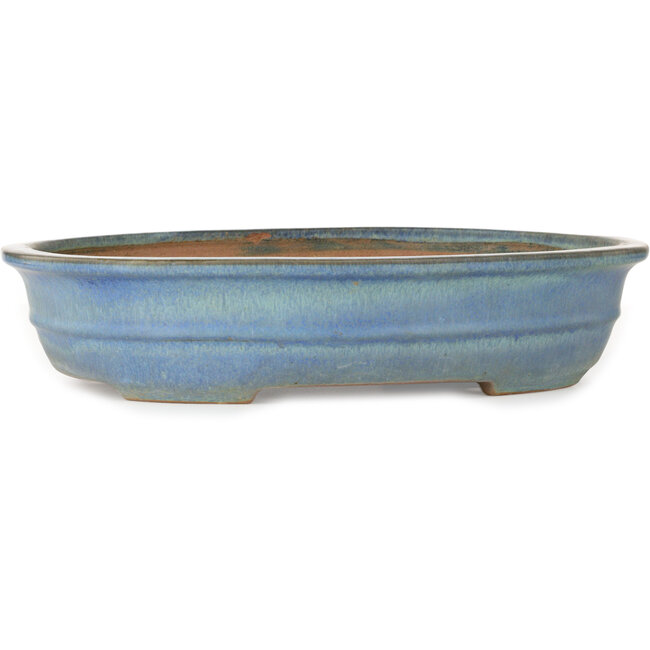 Oval blue bonsai pot by Yamafusa - 410 x 325 x 90 mm