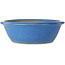 Vaso bonsai rotondo blu di Seizan (Reihou, Kataoka Katsushi, forno del maestro Seizan) - 420 x 420 x 135 mm