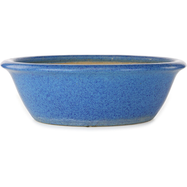Pot à bonsaï rond bleu par Seizan (Reihou, Kataoka Katsushi, maître four Seizan) - 420 x 420 x 135 mm