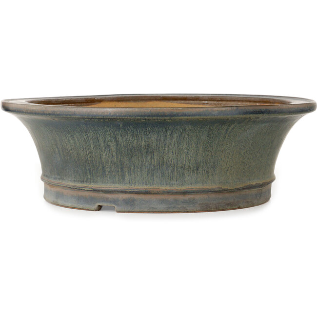 Round blue bonsai pot by Hattori - 423 x 423 x 137 mm