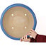 Round blue bonsai pot by Seizan (Reihou, Kataoka Katsushi, master Seizan kiln) - 420 x 420 x 135 mm