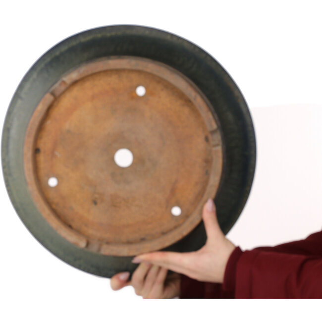 Ronde blauwe bonsaipot van Hattori - 423 x 423 x 137 mm