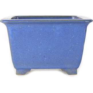  Satomi Mazan, Mazan Terahata 225 mm square blue bonsai pot by Terahata Satomi Mazan, Tokoname, Japan