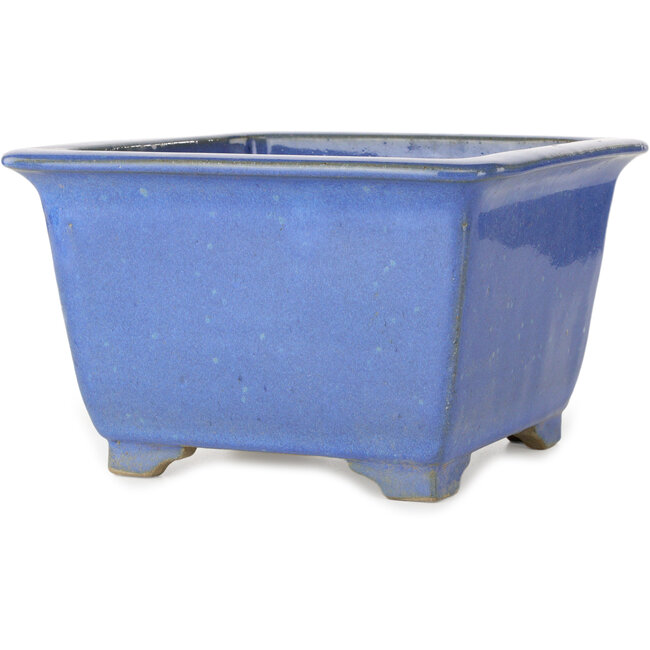 Pot à bonsaï carré bleu par Terahata Satomi Mazan - 225 x 225 x 140 mm
