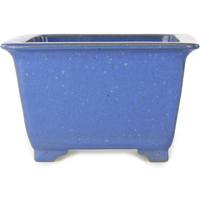 Square blue bonsai pot by Terahata Satomi Mazan - 225 x 225 x 140 mm