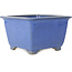 Square blue bonsai pot by Terahata Satomi Mazan - 225 x 225 x 140 mm