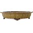 Lotus ochre yellow bonsai pot by Seizan (Reihou, Kataoka Katsushi, master Seizan kiln) - 325 x 325 x 75 mm
