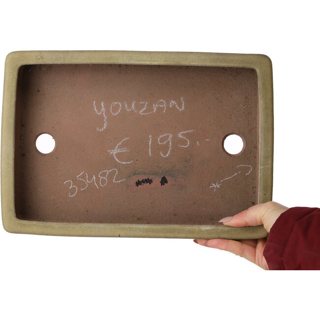 Rechteckiger beigefarbener Bonsai-Topf von Eime Yozan – 315 x 215 x 52 mm
