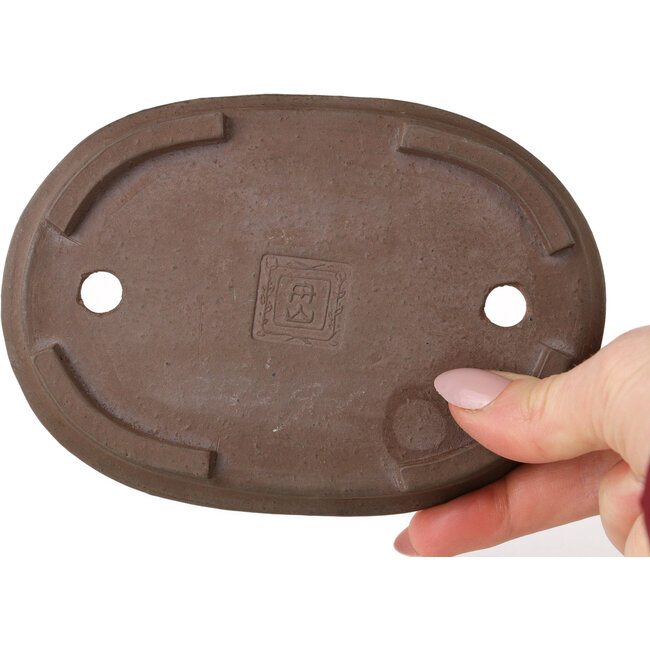 Ovaler, unglasierter Bonsai-Topf von Shouzan – 142 x 99 x 16 mm