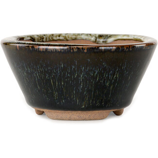 Koishiwara Vaso bonsai rotondo marrone da 100 mm di Koishiwara, Giappone