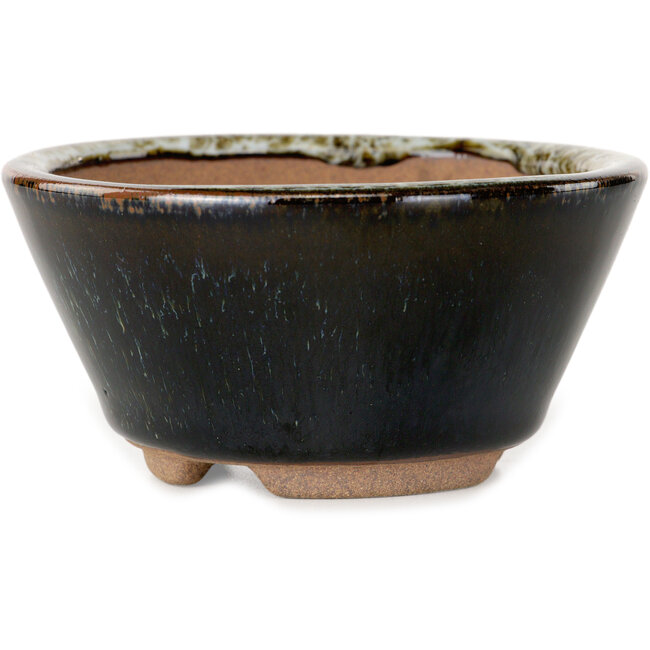 Maceta redonda marrón para bonsái de Koishiwara - 100 x 100 x 53 mm