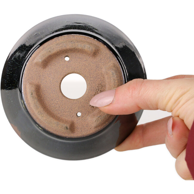 Vaso bonsai rotondo marrone di Koishiwara - 100 x 100 x 53 mm