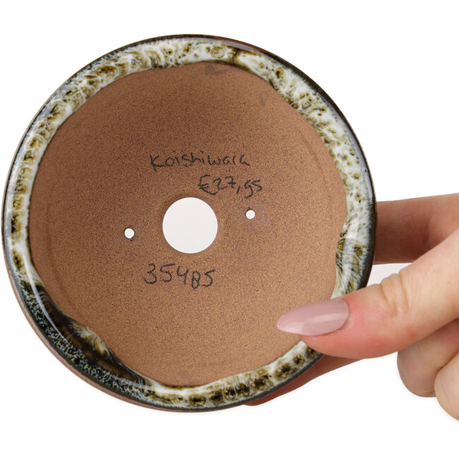 Maceta redonda marrón para bonsái de Koishiwara - 100 x 100 x 53 mm