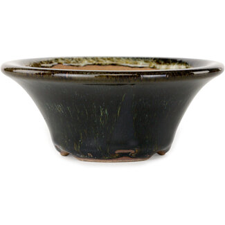Koishiwara 127 mm round brown and white bonsai pot by Koishiwara, Japan