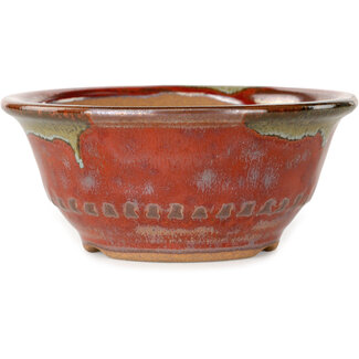 Koishiwara Vaso bonsai rosso rotondo da 122 mm di Koishiwara, Giappone