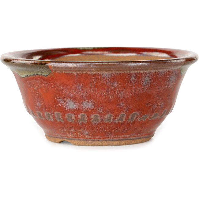 Pot rond rouge pour bonsaï de Koishiwara - 122 x 122 x 55 mm