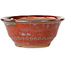 Round red bonsai pot by Koishiwara - 122 x 122 x 55 mm