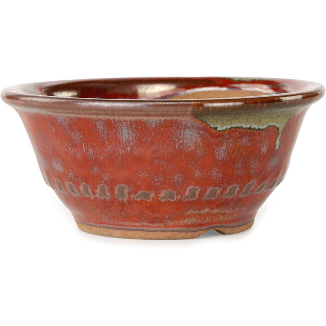 Runder roter Bonsai-Topf von Koishiwara – 122 x 122 x 55 mm