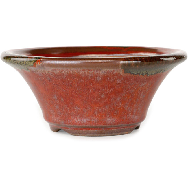 Vaso bonsai rotondo rosso di Koishiwara - 127 x 127 x 55 mm