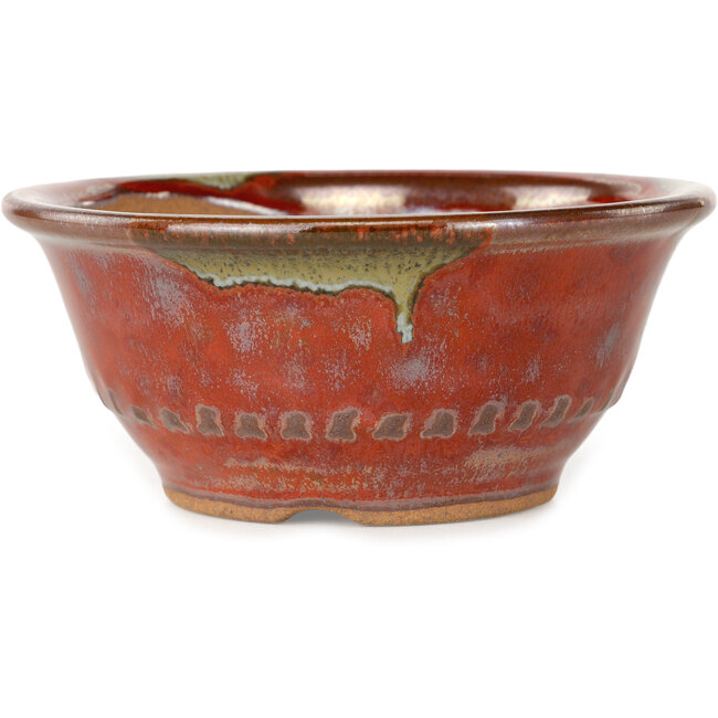 Runder roter Bonsai-Topf von Koishiwara – 122 x 122 x 55 mm