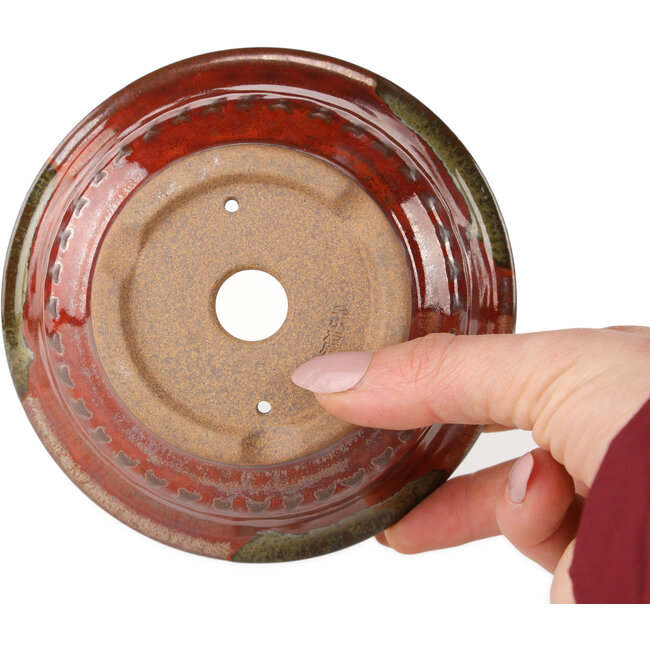 Maceta redonda roja para bonsái de Koishiwara - 122 x 122 x 55 mm