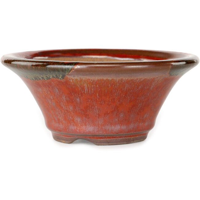 Maceta redonda roja para bonsái de Koishiwara - 127 x 127 x 55 mm