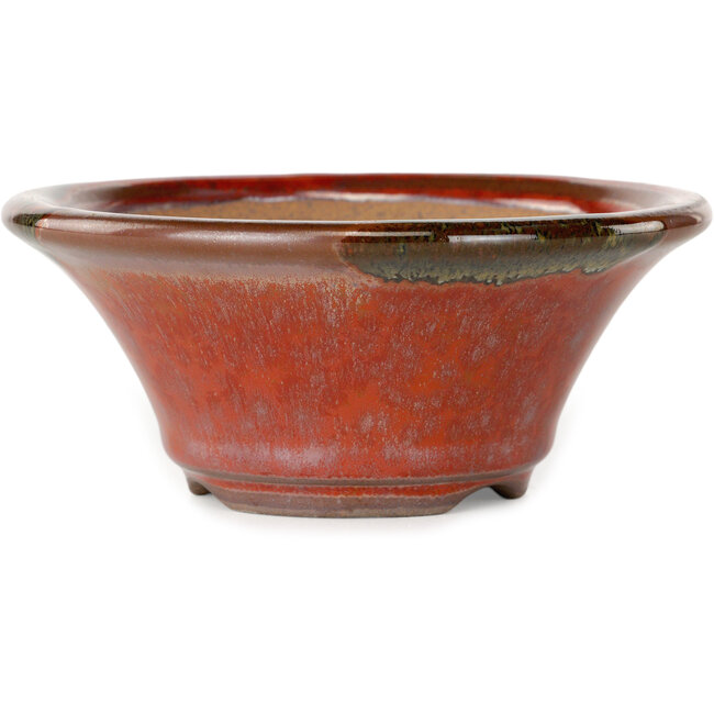 Runder roter Bonsai-Topf von Koishiwara – 127 x 127 x 55 mm
