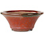 Round red bonsai pot by Koishiwara - 127 x 127 x 55 mm