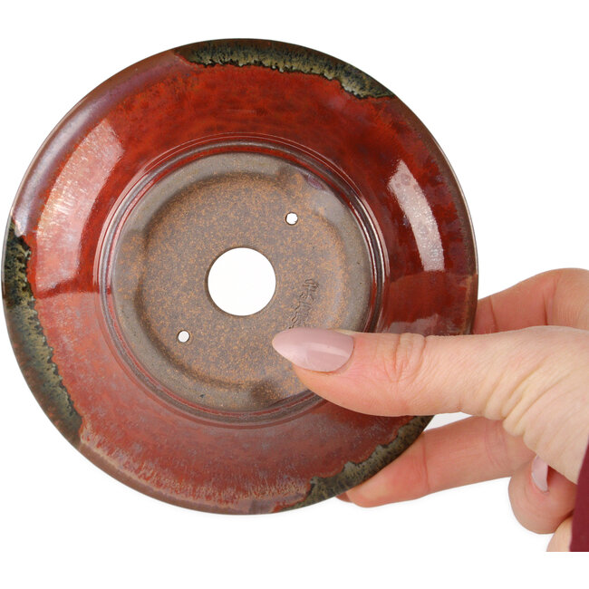 Pot rond rouge pour bonsaï de Koishiwara - 127 x 127 x 55 mm