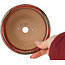 Ronde rode bonsaipot van Koishiwara - 127 x 127 x 55 mm