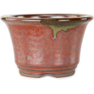 Koishiwara Vaso bonsai rosso rotondo da 118 mm di Koishiwara, Giappone