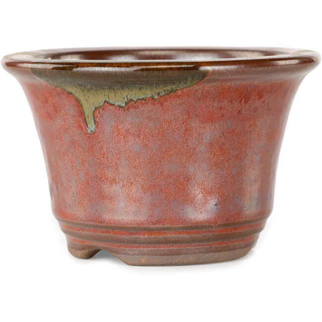 Maceta redonda roja para bonsái de Koishiwara - 118 x 118 x 76 mm