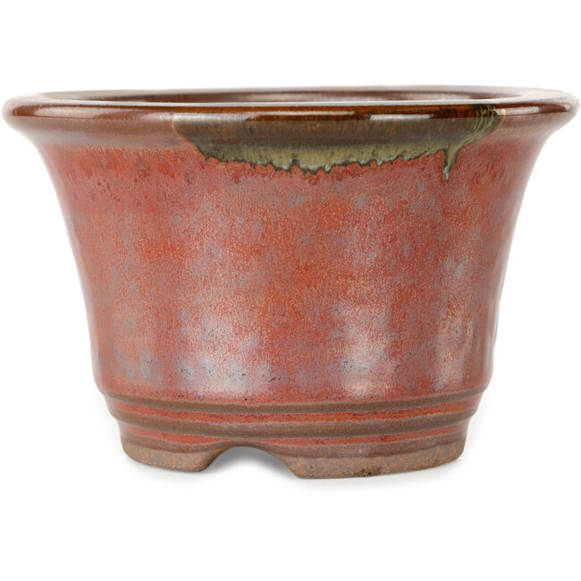 Pot rond rouge pour bonsaï de Koishiwara - 118 x 118 x 76 mm